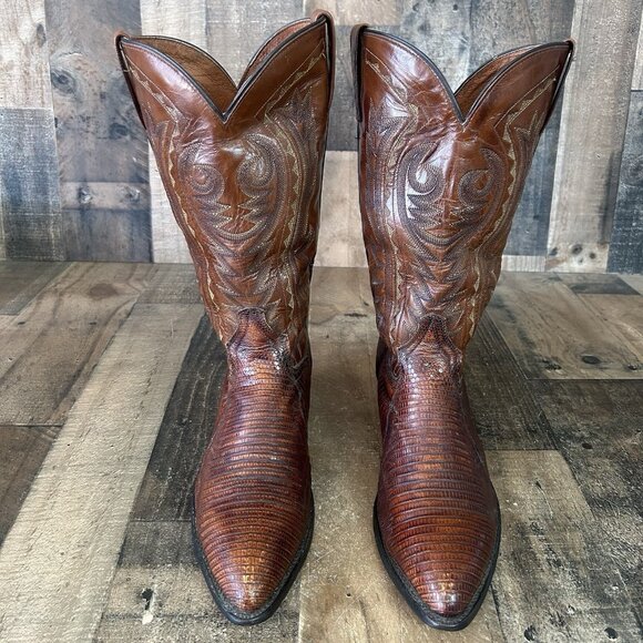 Dan Post 2351 Teju Lizard Western Cowboy Boots Mens 10.5 D - Picture 1 of 12